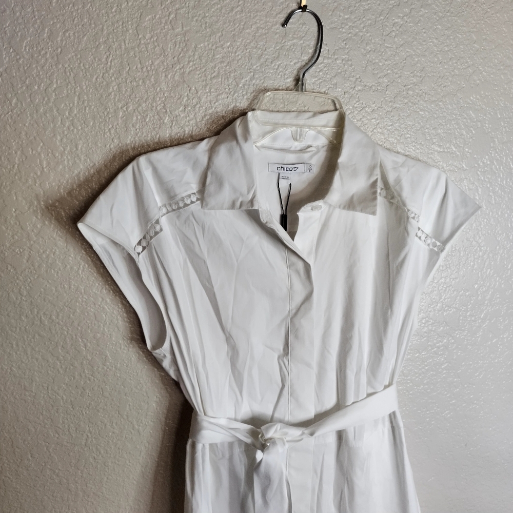 NWT Chico's Poplin Circle Trim Maxi Shirtdress Sz S - Picture 4 of 13
